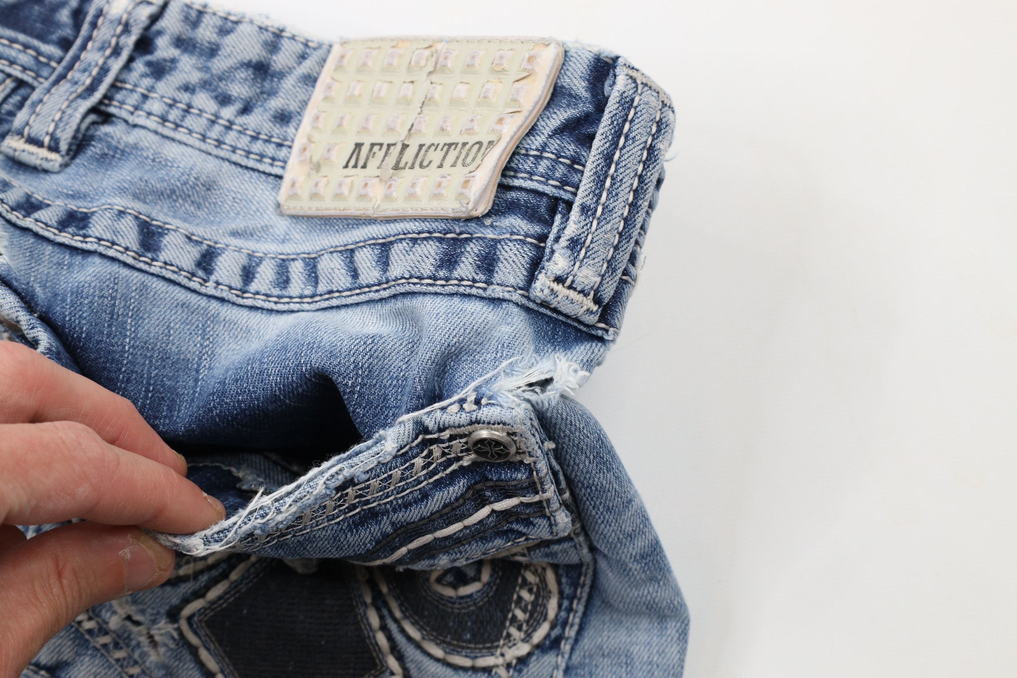 Affliction × Vintage Buckle BKE Affliction Blake Thick Stitch Cross UFC MMA Jeans Size US 32 / EU 48 - 18 Thumbnail