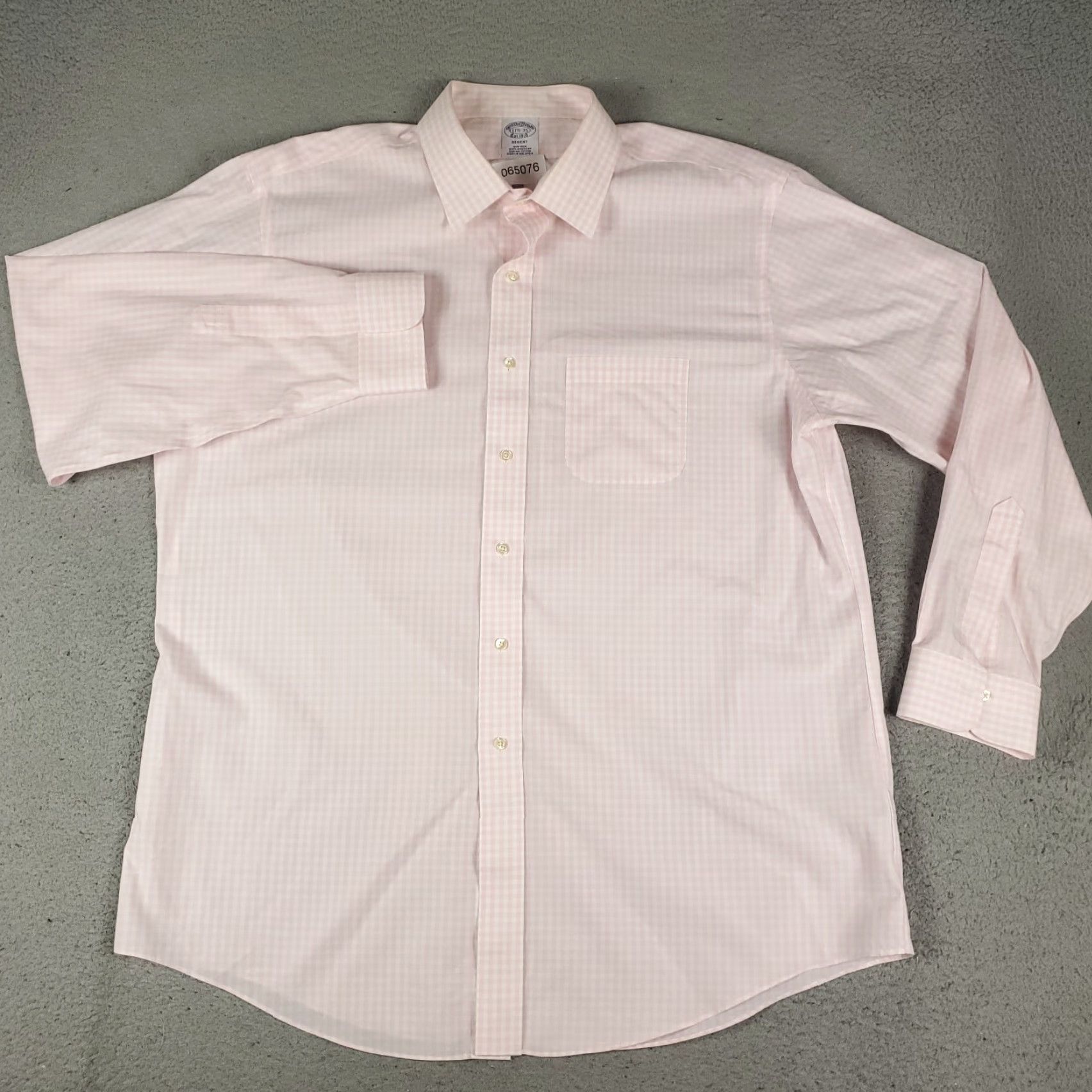 Brooks Brothers Brooks Brothers Shirt Mens 17.5 Pink Check Regent Dress Button Up Long Sleeve Size 46R - 2 Thumbnail