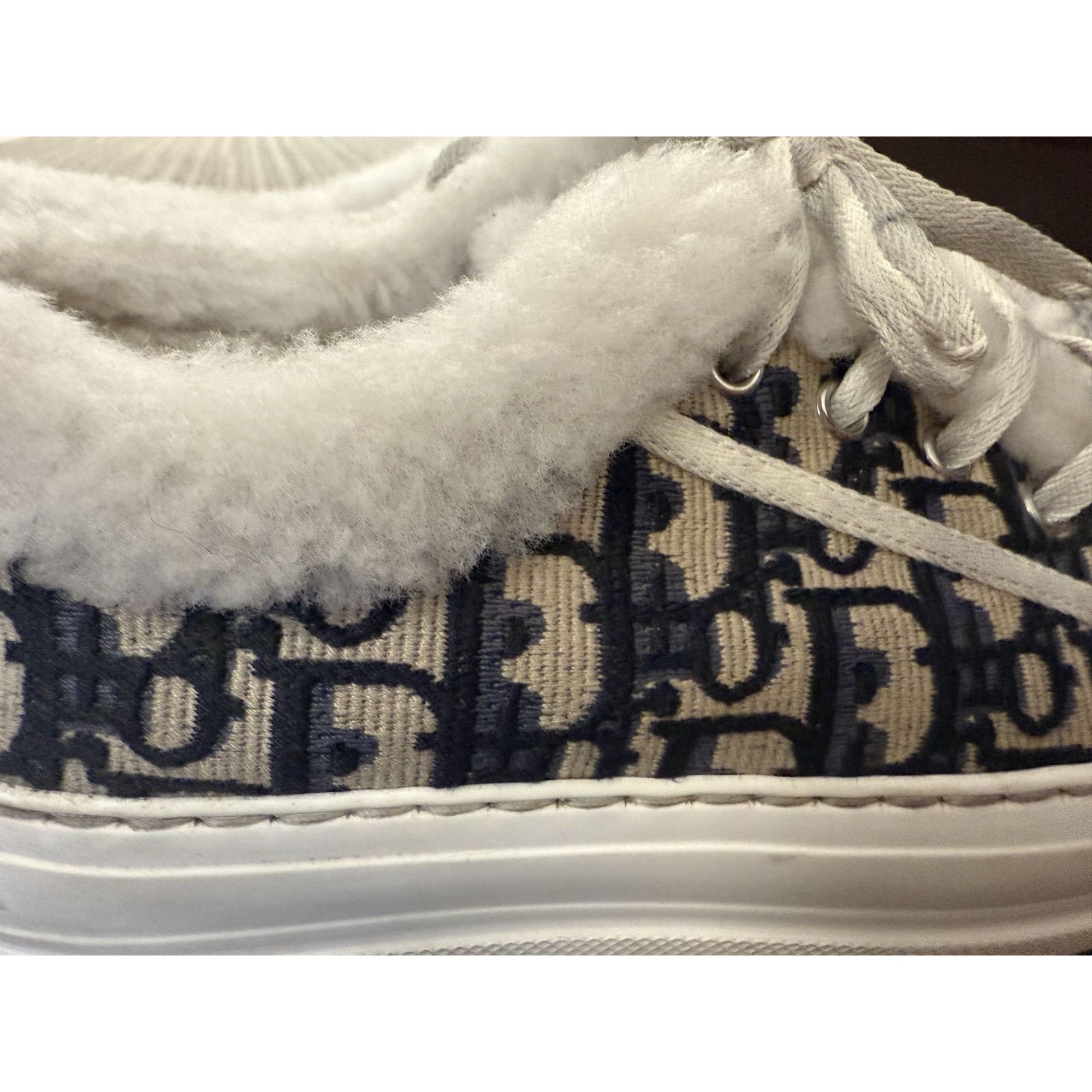 Dior Christian Dior Womens Navy & White Shearling Lined Canvas Sn Size US 7 / IT 37 - 4 Thumbnail