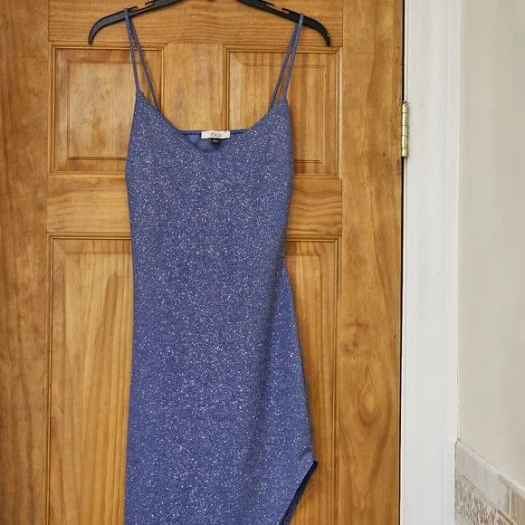 Other NWT Sparkly Blue Split Thigh Slit Open Back Cocktail Dress Size M / US 6-8 / IT 42-44 - 2 Thumbnail