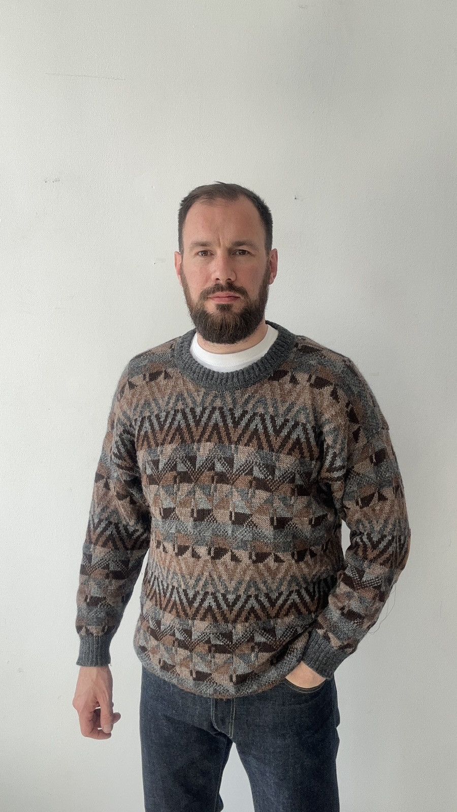 Other 100% Alpaca Sweater Geometric Aztec Boho Knit Pullover Peru Size US XL / EU 56 / 4 - 2 Thumbnail