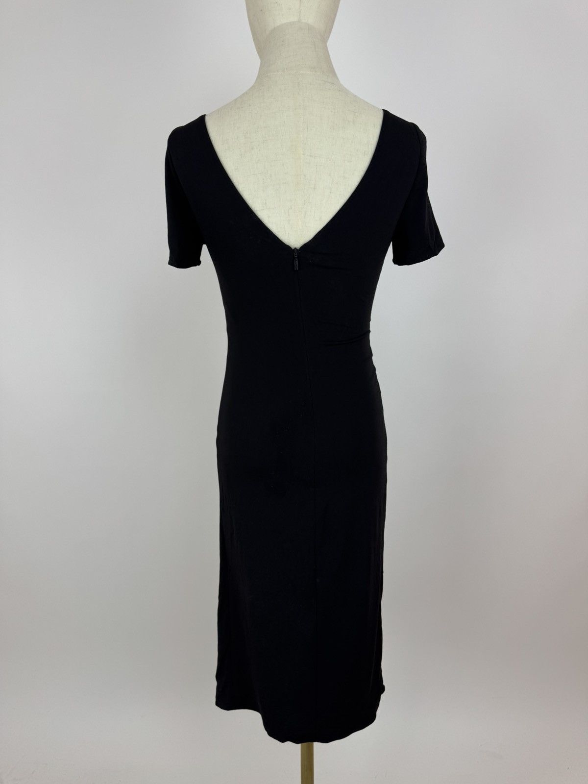 Versace Versace Black Dress V-Neck Short Sleeve Open Back Party Size XS / US 0-2 / IT 36-38 - 4 Thumbnail