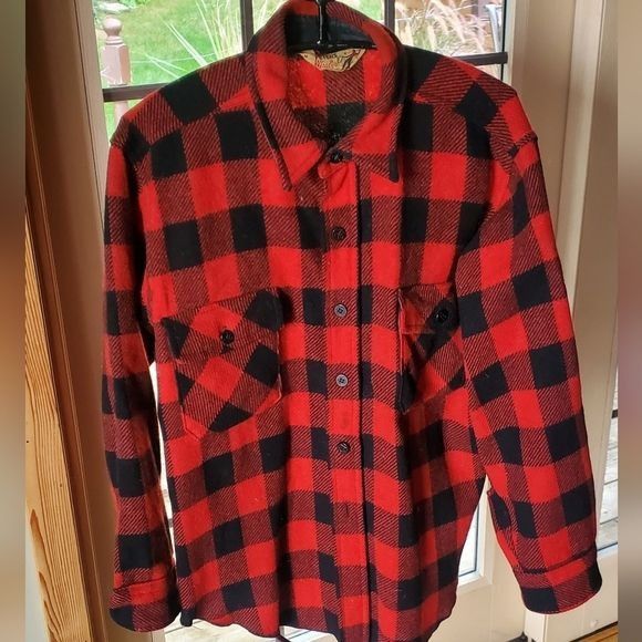 Vintage Vintage Peters Whaler Red Buffalo Plaid Wool Long Sleeve Sz Size US M / EU 48-50 / 2 - 1 Thumbnail