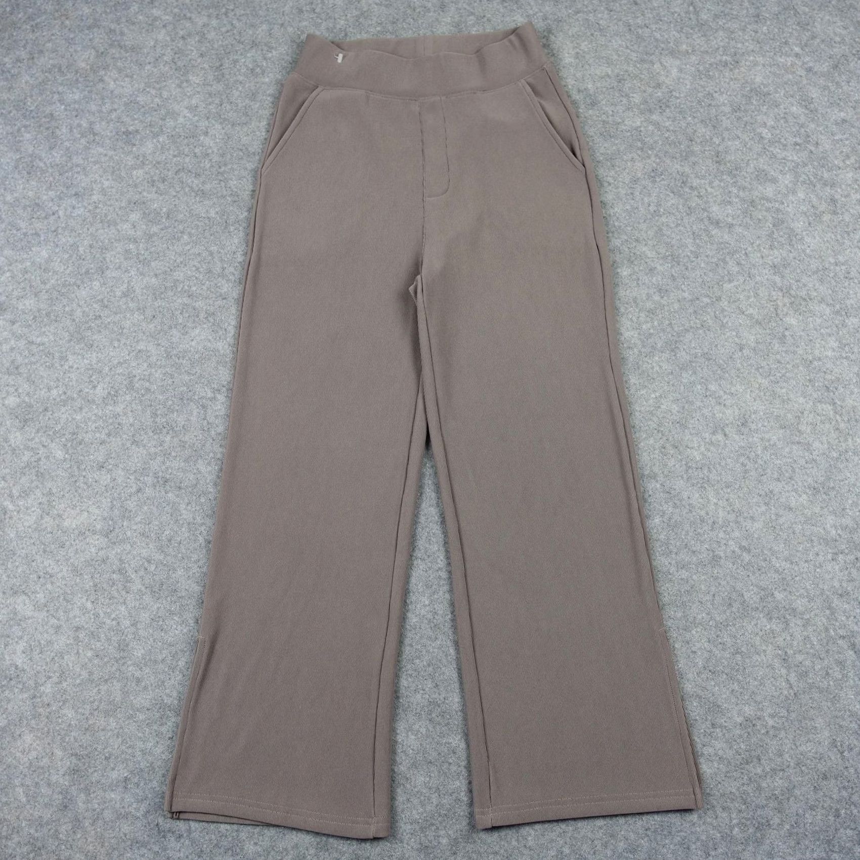 Vintage Move Theology Pants Womens Medium Brown Ribbed Wide-Leg Pull On Sweatpants Yoga Size 32" / US 10 / IT 46 - 2 Thumbnail