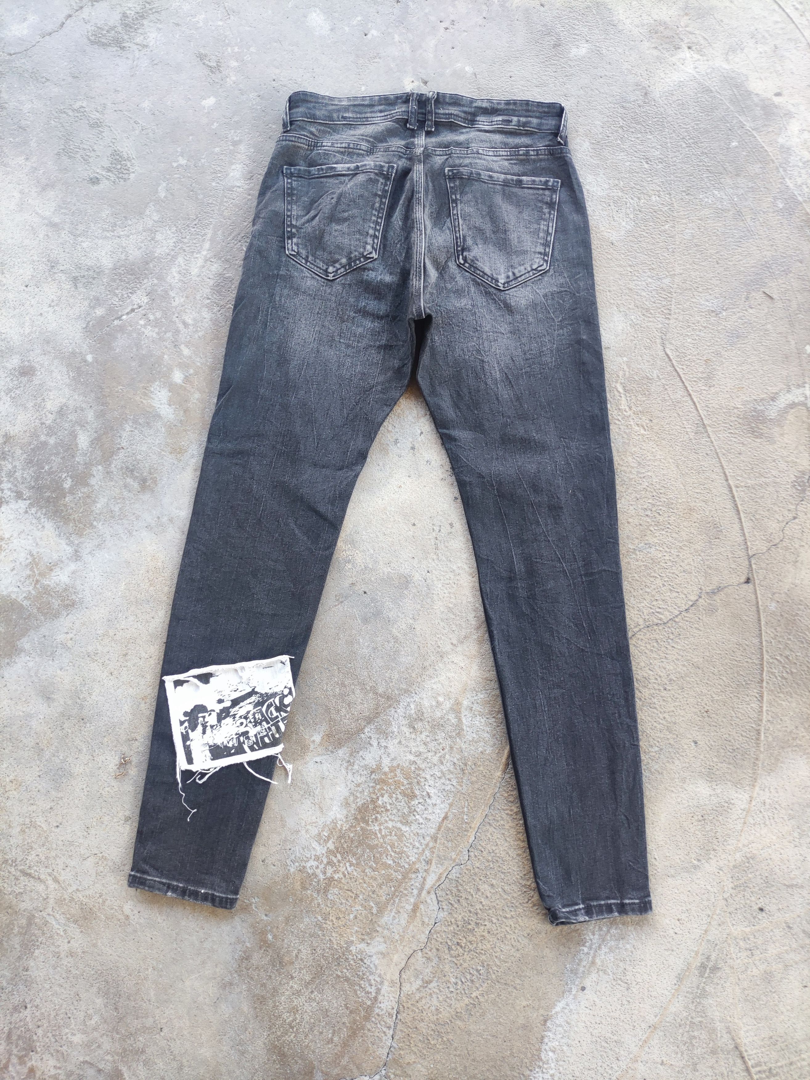 Jean × Vintage Zara Black Jeans Distressed Patches Faded Pants Skinny Denim Size US 31 - 11 Thumbnail