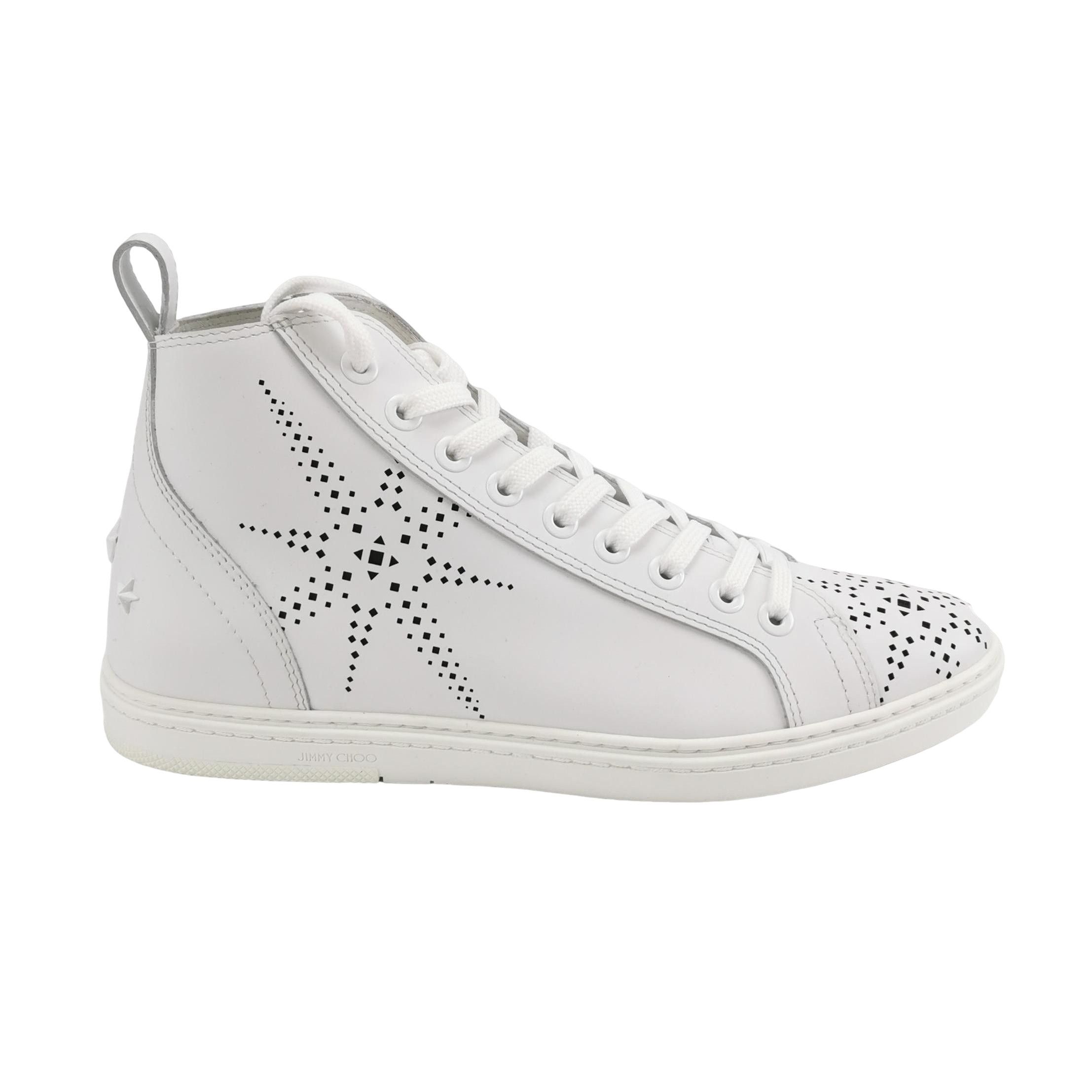 Jimmy Choo Jimmy Choo Star Perforated Leather Hi-Top Sneakers 44 Size US 11 / EU 44 - 1 Thumbnail
