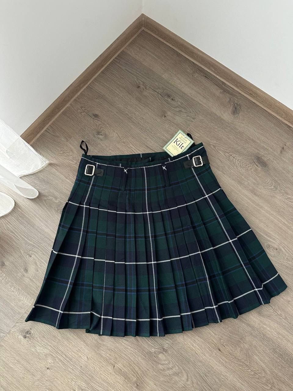 Vintage Vintage Scottish Highland Woven Green Cell Skirt Kilt Size 30" / US 8 / IT 44 - 1 Thumbnail