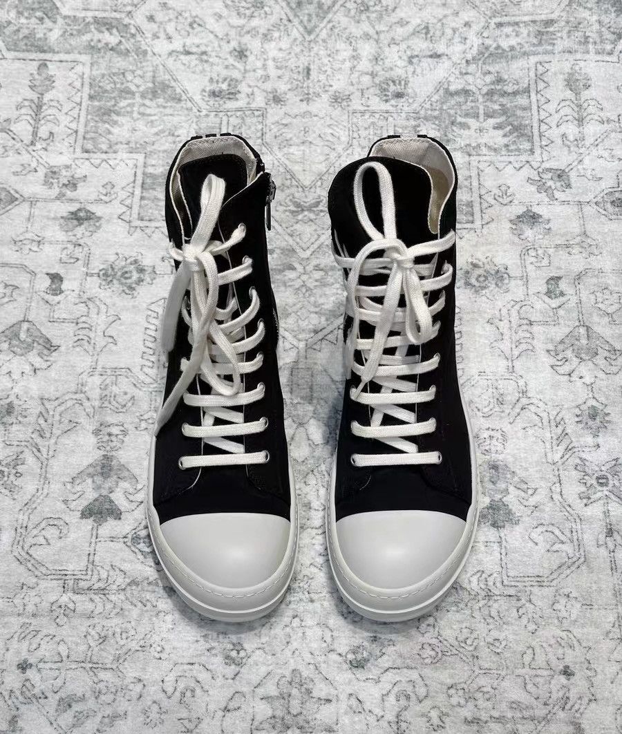 Rick Owens Rick Owens DRKSHDW canvas low-top sneakers, black and white Size US 7.5 / EU 40-41 - 2 Thumbnail