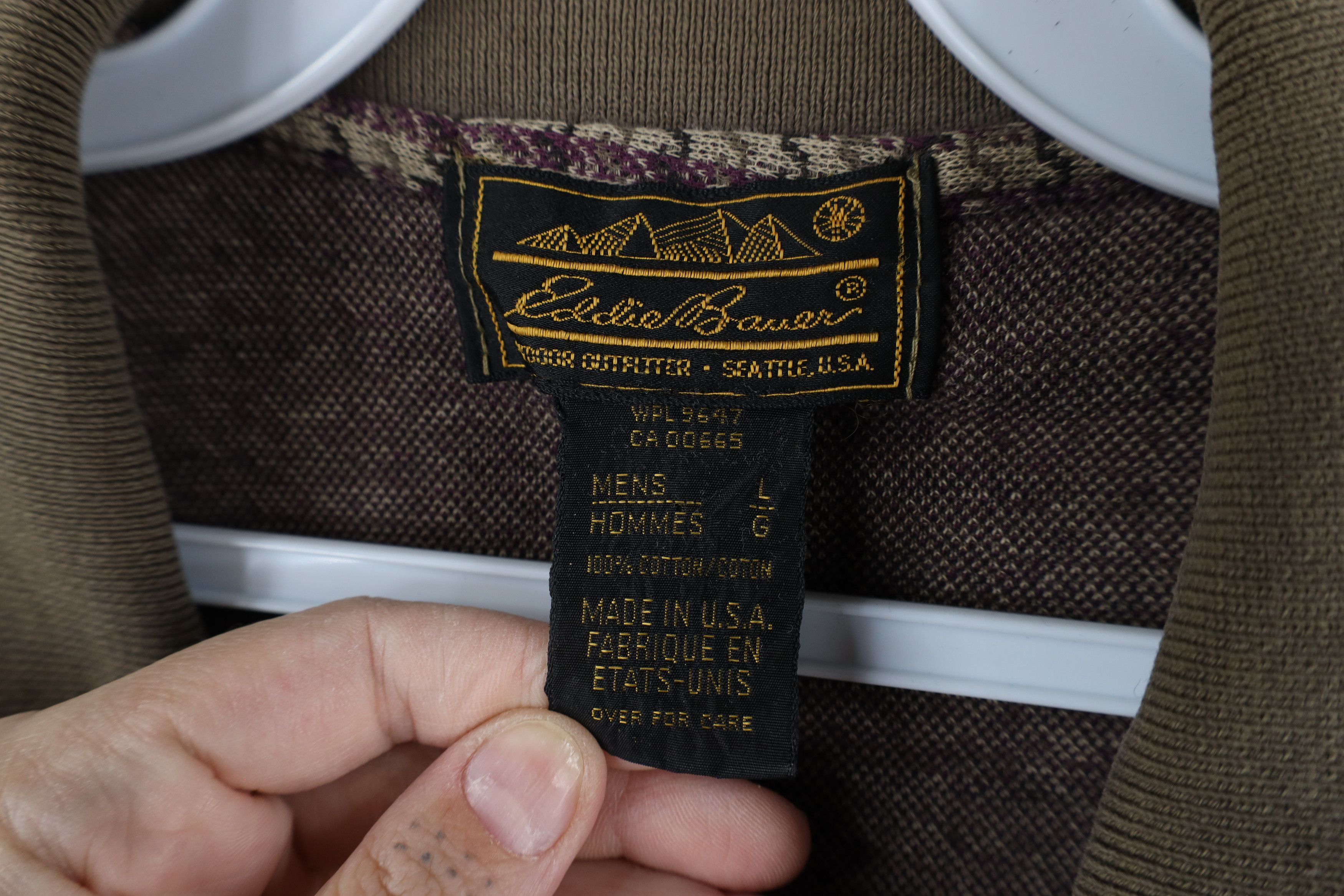 Eddie Bauer × Vintage Vintage 90s Eddie Bauer Houndstooth Long Sleeve Rugby Polo Size US L / EU 52-54 / 3 - 7 Thumbnail