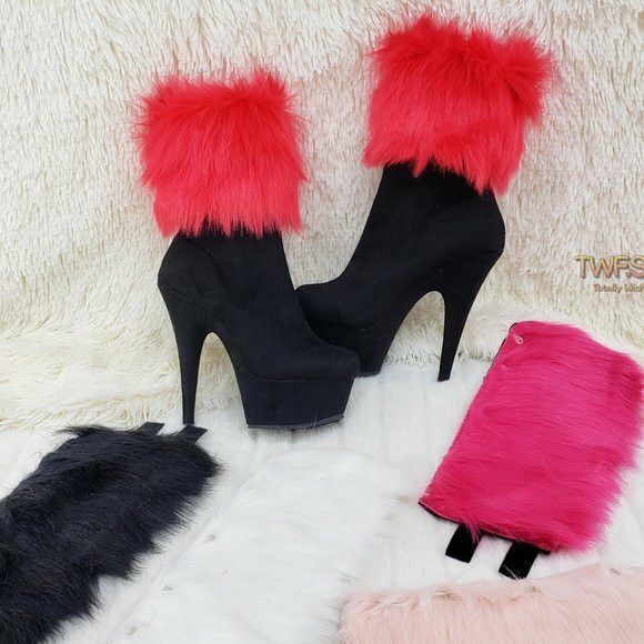 Other 1000 Furry Faux Fur Changeable Cuffs / Collars Platform Ankl Size US 7 / IT 37 - 1 Thumbnail