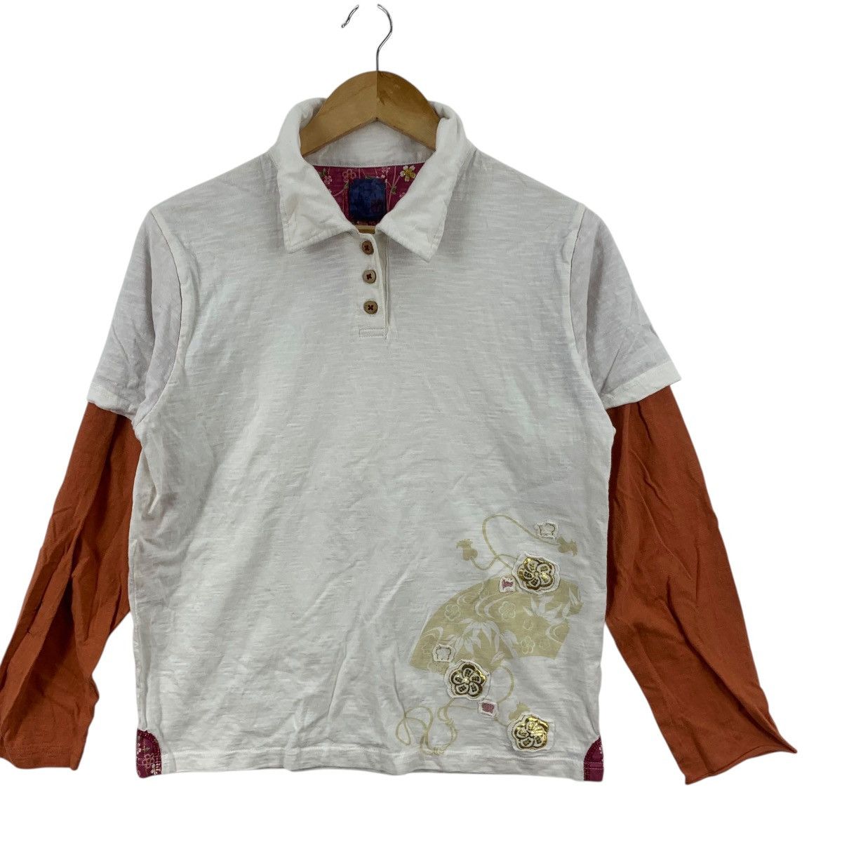 Vintage Vintage JAPAN TRADITIONAL TEMPLE Souvenir Y2K Polo Tee Size M / US 6-8 / IT 42-44 - 4 Thumbnail
