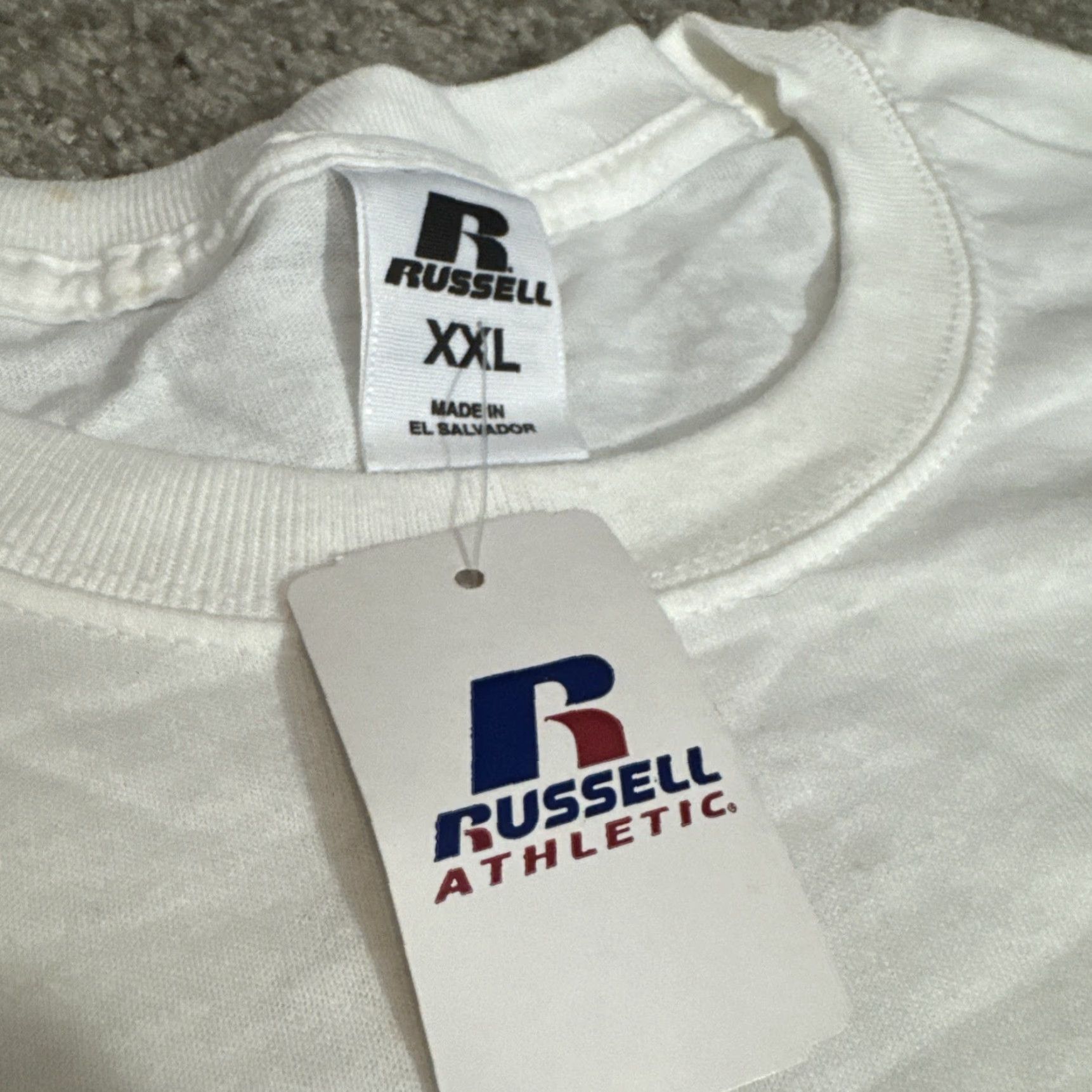 Russell Athletic VINTAGE Russell Athletic T-Shirt 2XL White Mens NOS New With Tags Advertising Y2K Promo Size US XXL / EU 58 / 5 - 5 Thumbnail