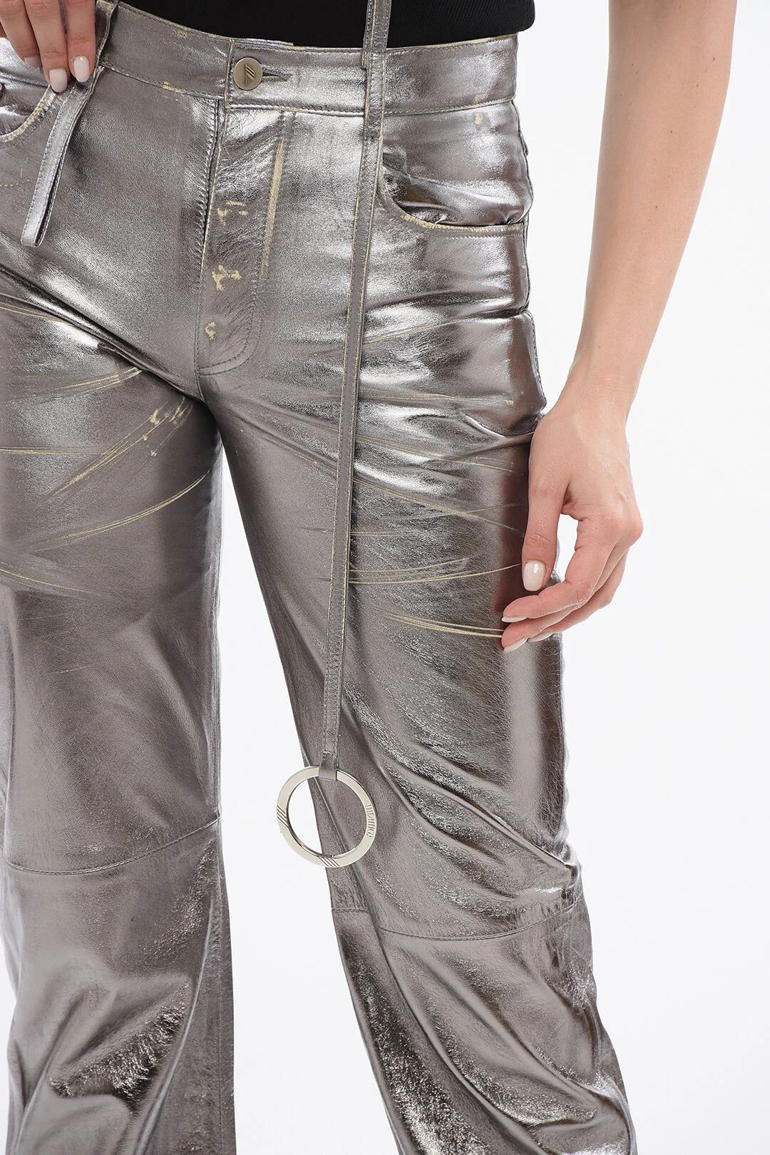 The Attico og1mm0426 Mirror Leather Pant in Silver Size 27" / US 4 / IT 40 - 3 Thumbnail