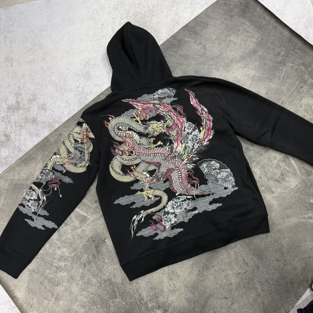 Japanese Brand Vintage sukajan dragon japanese full zip hooded black Size US XL / EU 56 / 4 - 4 Thumbnail