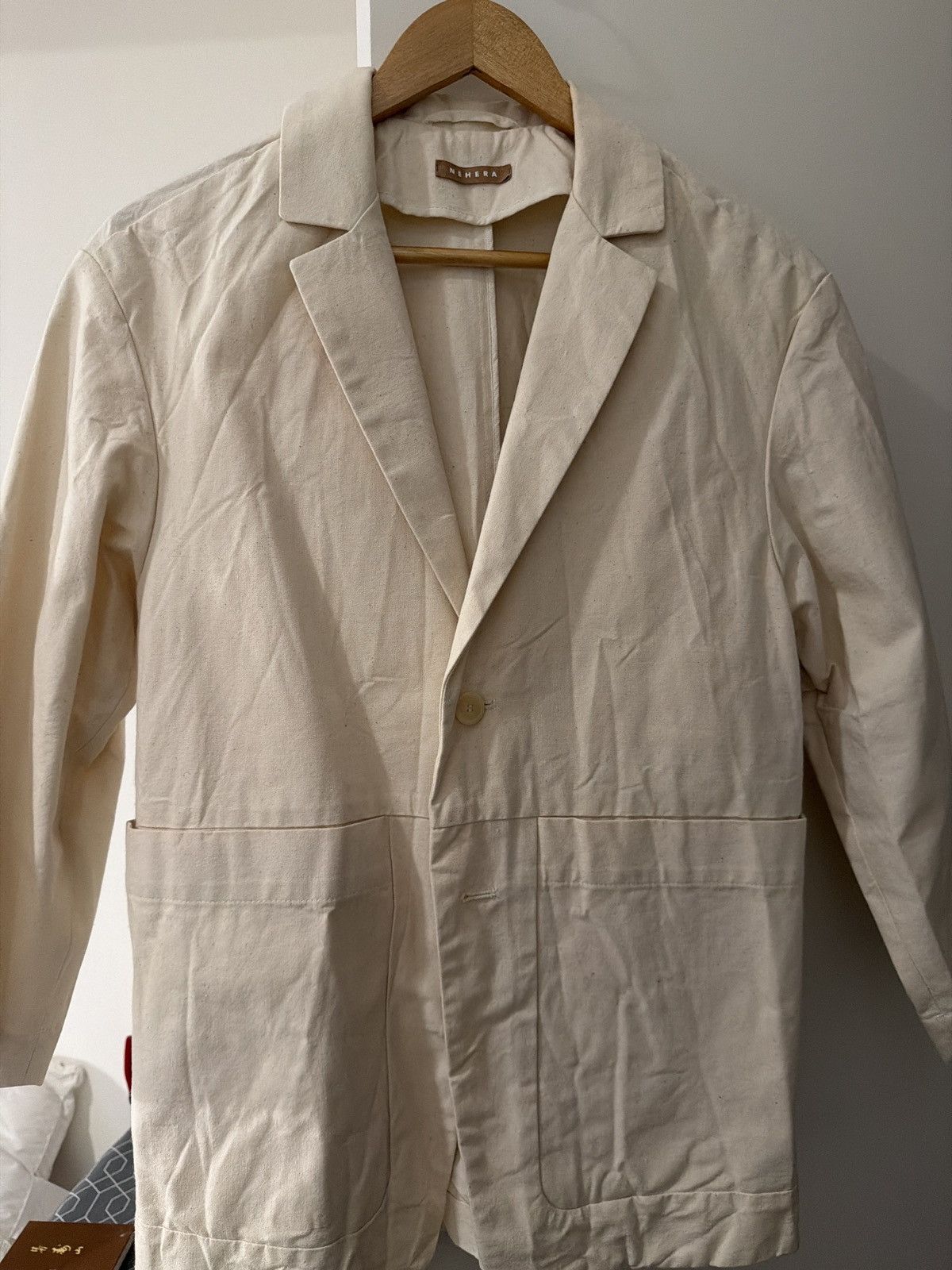 Engineered Garments Nehera Crinkled Blazer Jacket Cream Size S Size 36R - 1 Thumbnail