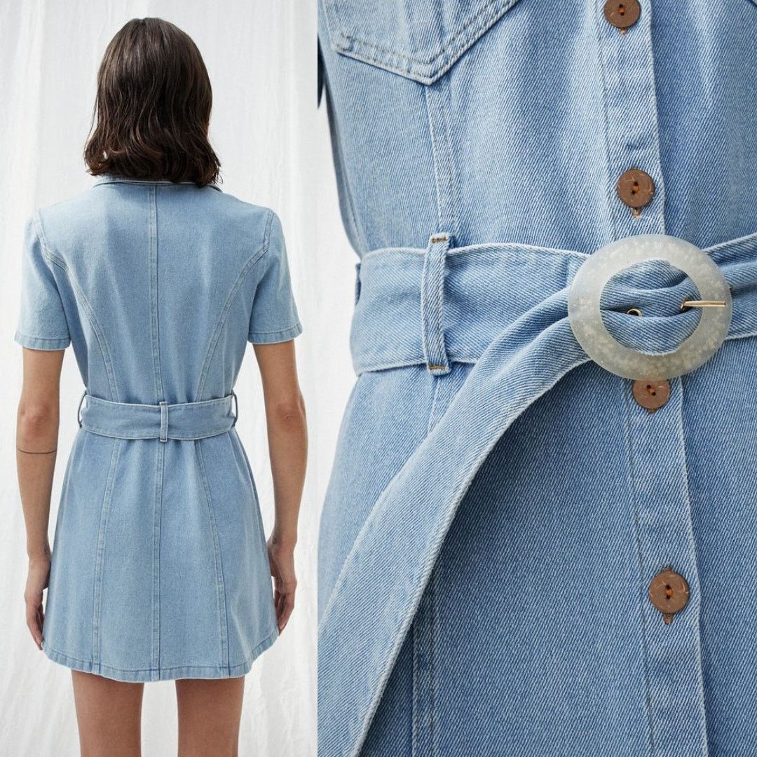 Nanushka Nanushka Dress Denim Short Sleeve 80s Wash Blue Belted M Size M / US 6-8 / IT 42-44 - 8 Thumbnail