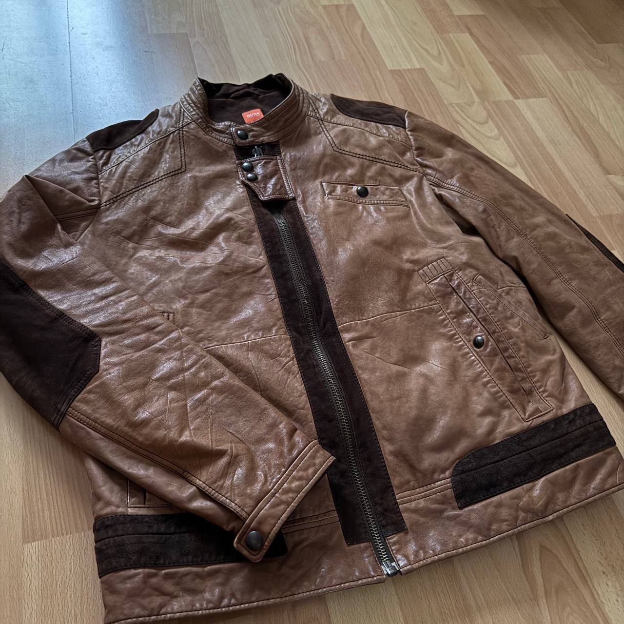 Hugo Boss Hugo Boss Orange Vintage leather jacket Size US L / EU 52-54 / 3 - 1 Thumbnail