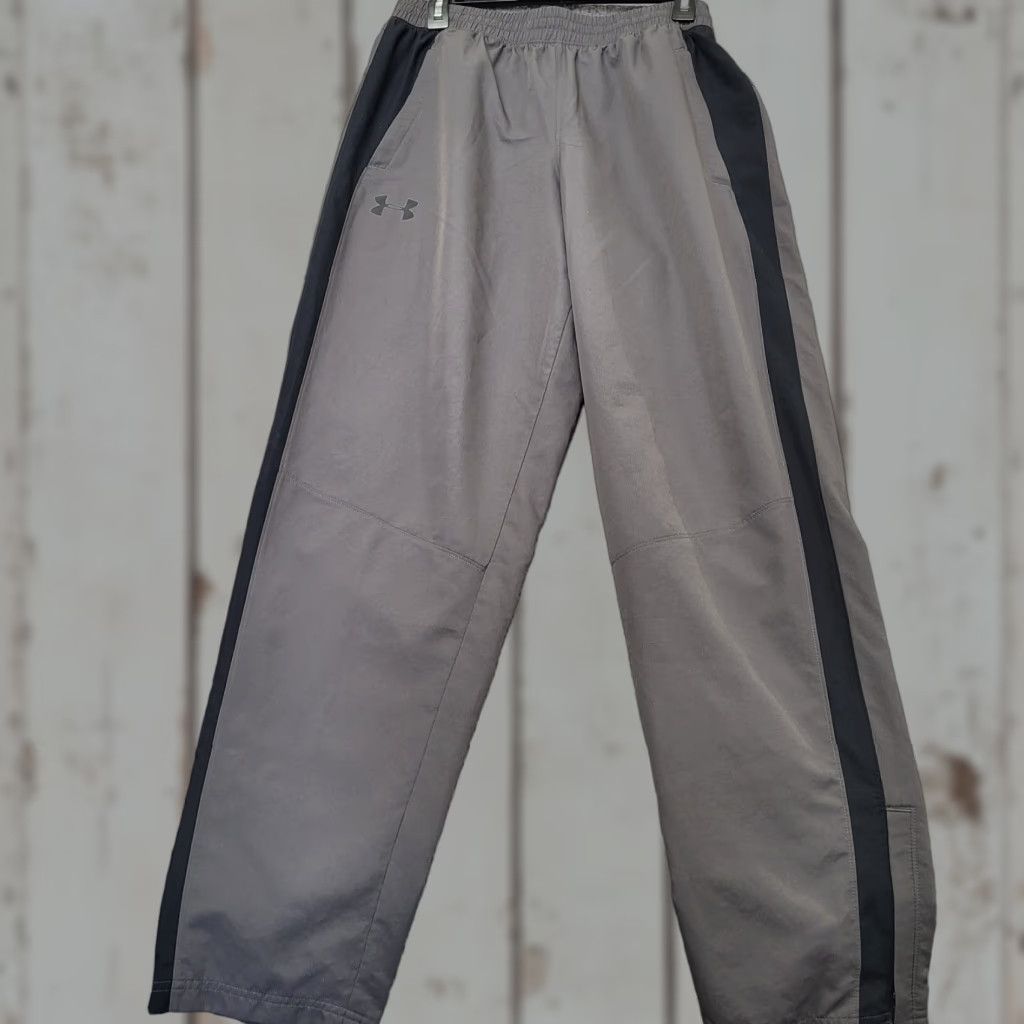 Under Armour Under Armour Mens Sweatpants Jogger Large Fitted Gray Black Stripe 30x32 Zip Leg Size US 33 - 1 Thumbnail