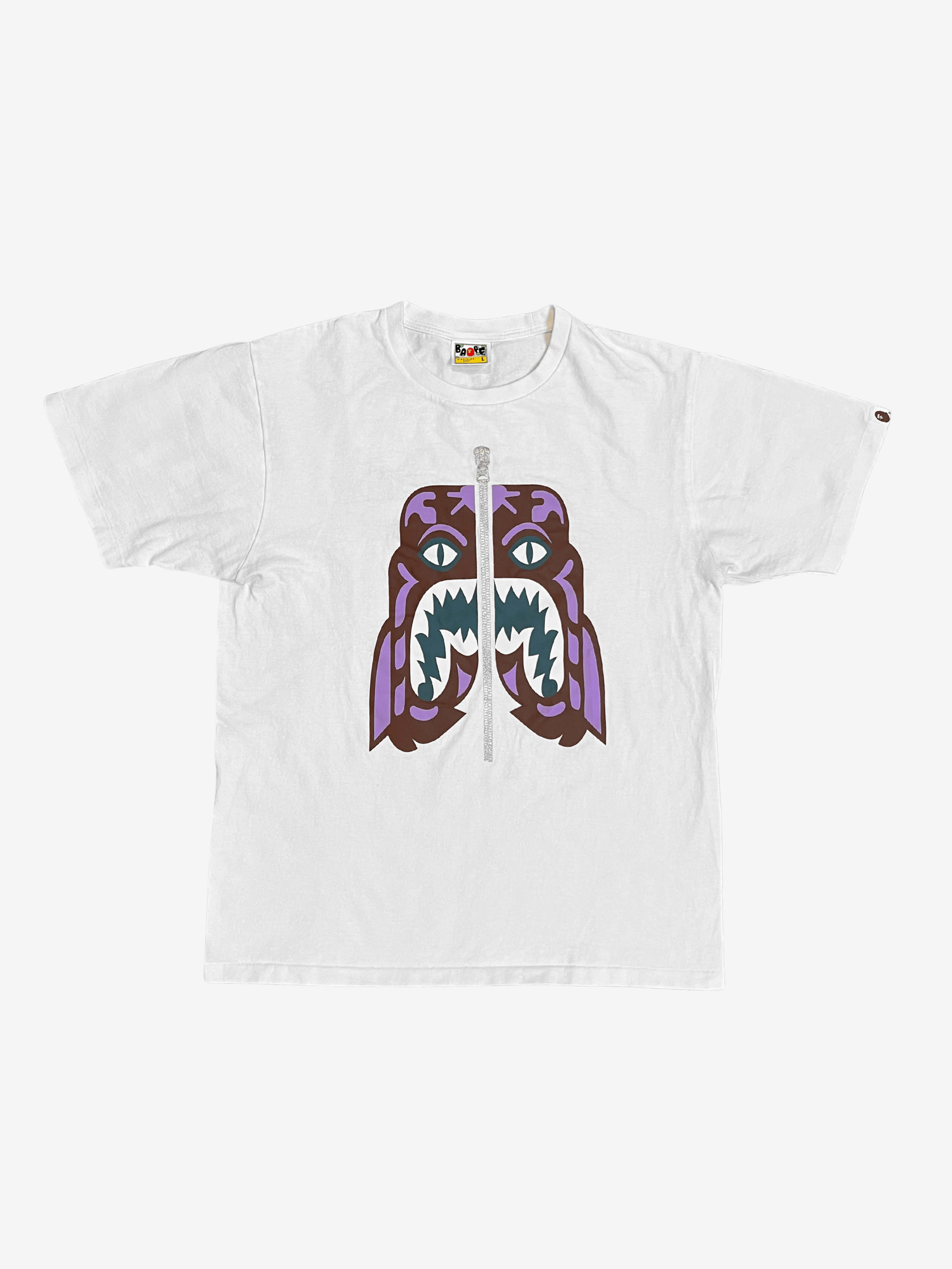 Bape A Bathing Ape White Purple Tiger Shark T-Shirt Size US L / EU 52-54 / 3 - 1 Thumbnail