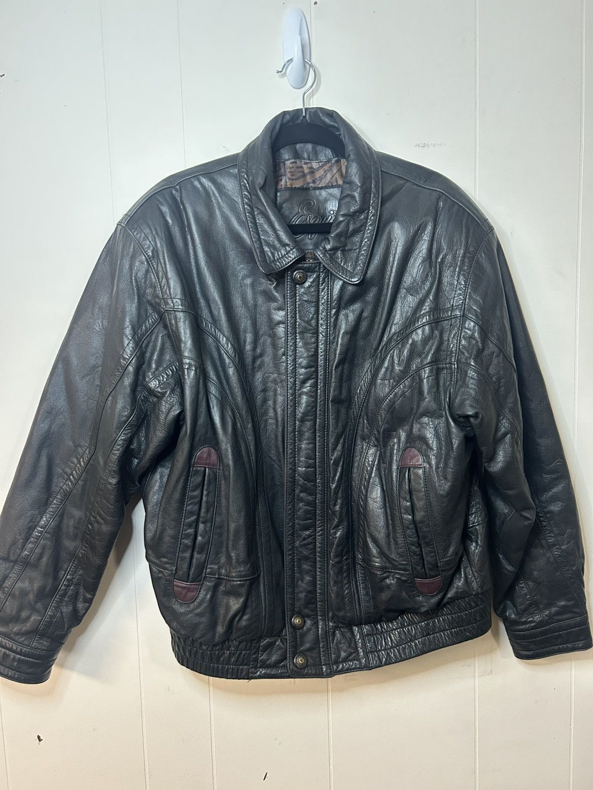 Vintage Esquire LG Black 100% Leather, Heavy, Aztec Pattern Lining Size US L / EU 52-54 / 3 - 1 Thumbnail