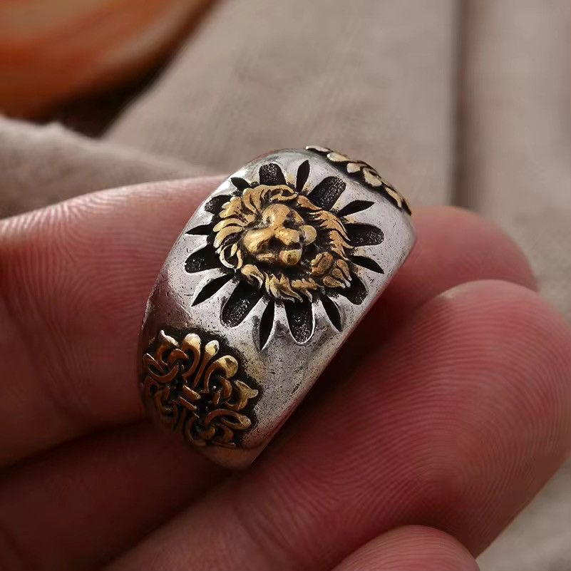 Jewelry × Vintage Vintage Lion Animal Design Thai Silver Ring Size ONE SIZE - 5 Thumbnail
