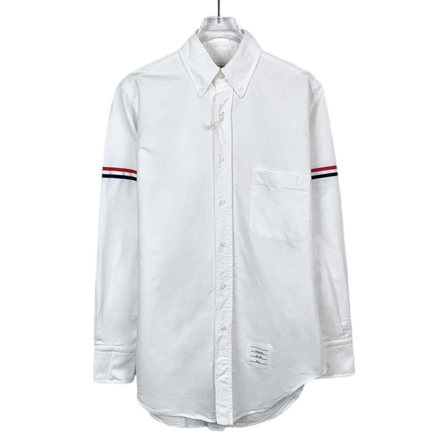 Thom Browne Thom Browne White Button-Up Shirt With Red & Navy Sleeve Str Size XS / US 0-2 / IT 36-38 - 1 Thumbnail