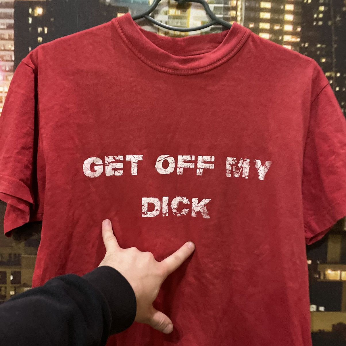 Band Tees VINTAGE Y2K RED TEE GET OFF MY DICK PENIS FUNNY PORNO Size US M / EU 48-50 / 2 - 4 Thumbnail