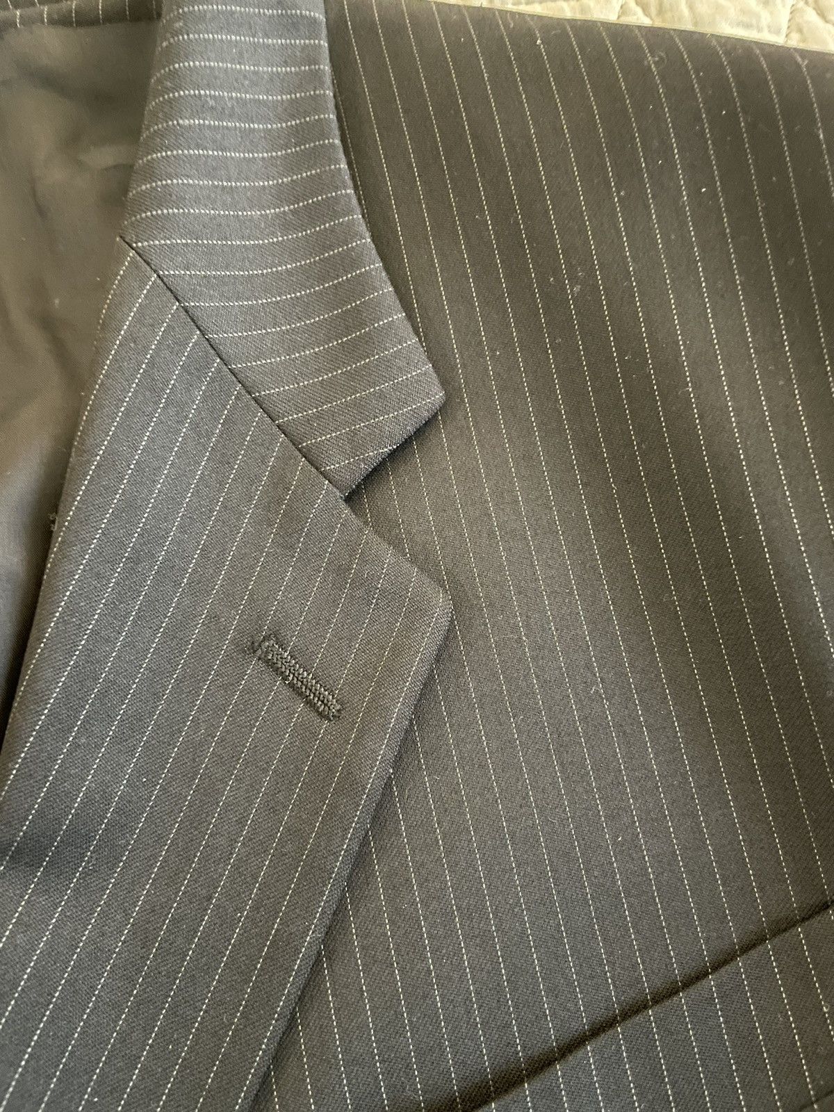 Donna Karan × Vintage Fine Stripe 3-Button Wool Suit Size 46R - 5 Thumbnail