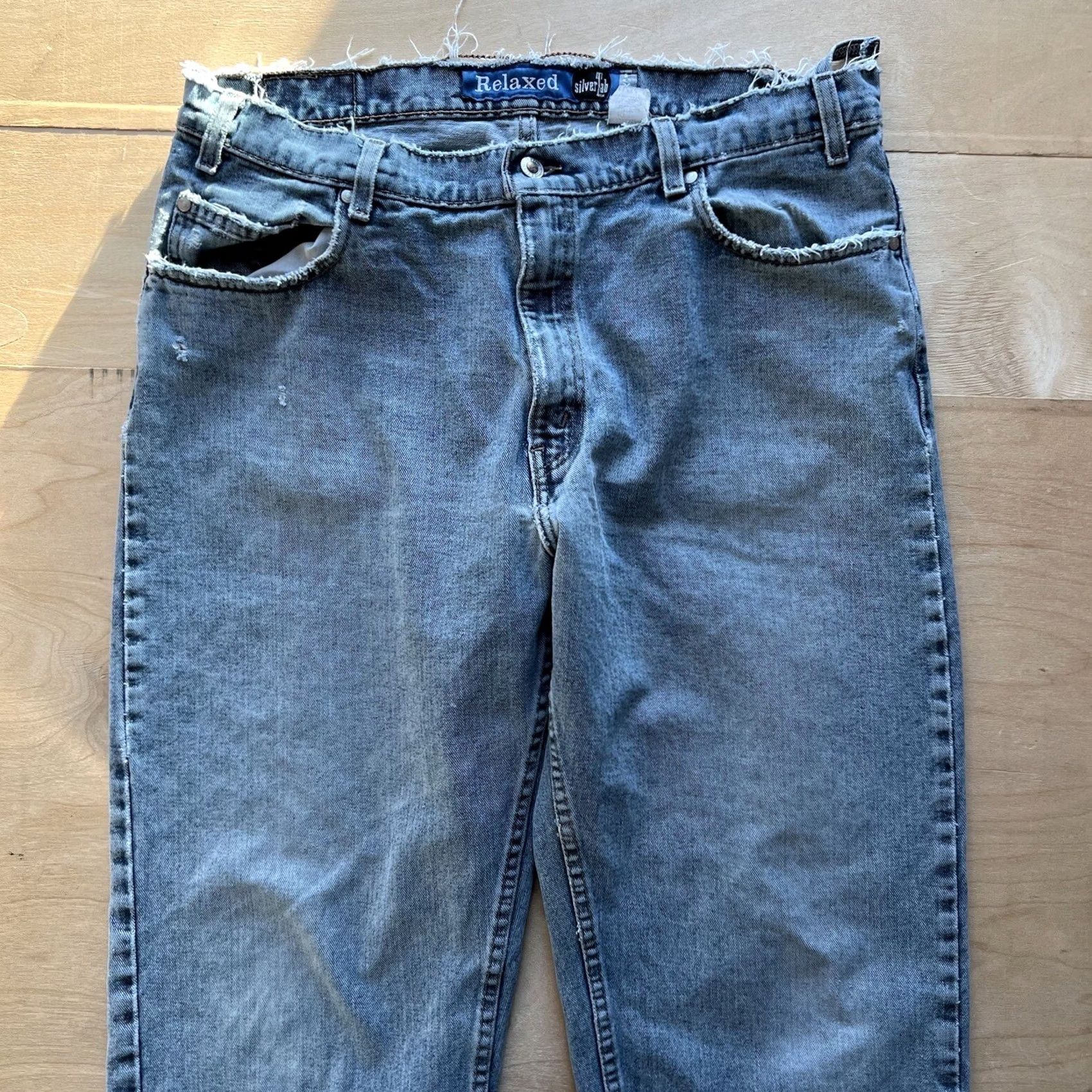 Levi's VINTAGE Levi's Silvertab Jeans 37 Blue 90s Baggy Skater Workwear Distressed Levis 501 Mens Jeans Size US 37 - 3 Thumbnail