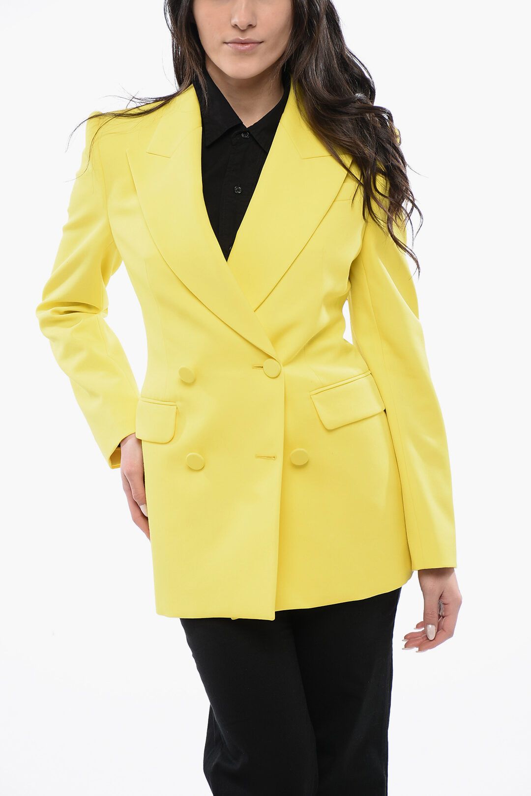 og1mm0725 Double-breasted Wool Blazer in Yellow