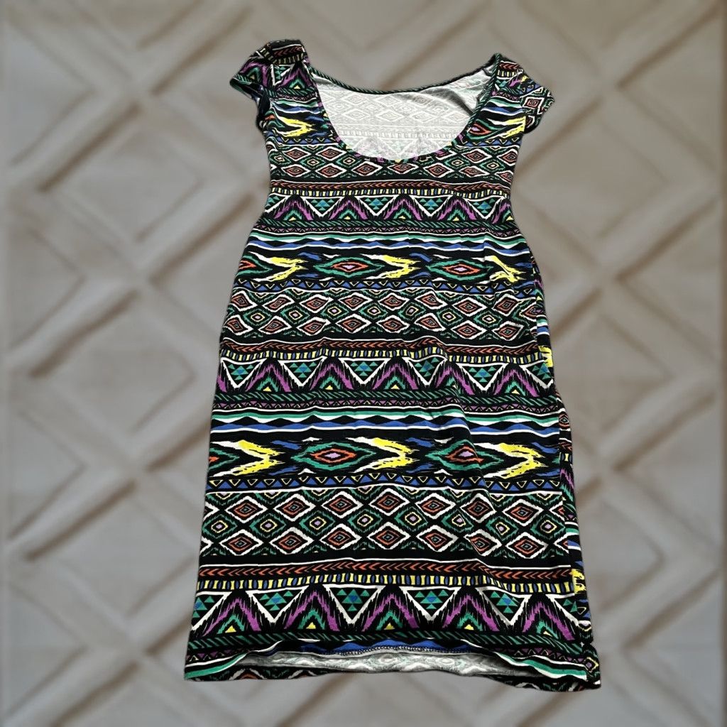 Vintage Body Central Bodycon Midi Dress Womens M Multicolor Geometric Aztec  Casual | Grailed