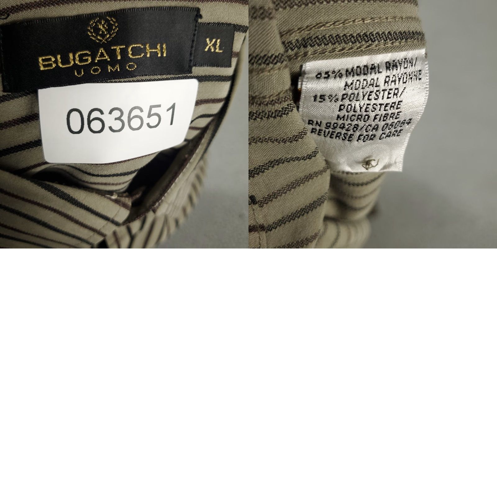 BUGATCHI Bugatchi Shirt XL Beige Striped Button-Up Long Sleeve Mens Size US XL / EU 56 / 4 - 8 Thumbnail