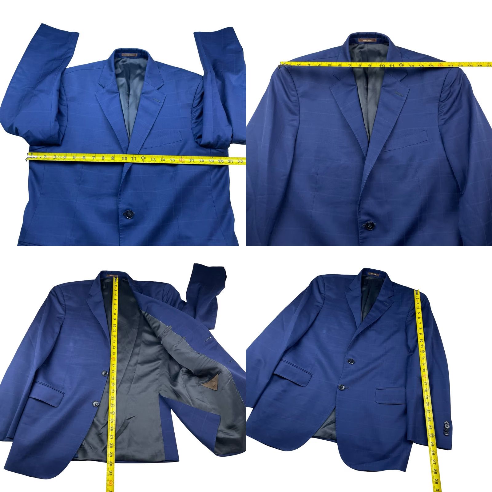 Peter Millar Peter Millar Blazer Jacket Men's 100% Wool Blue Windowpane Plaid 40R 2-Button Notch Lapel Tailored Regular Jacket/Coat Size 40R - 8 Thumbnail