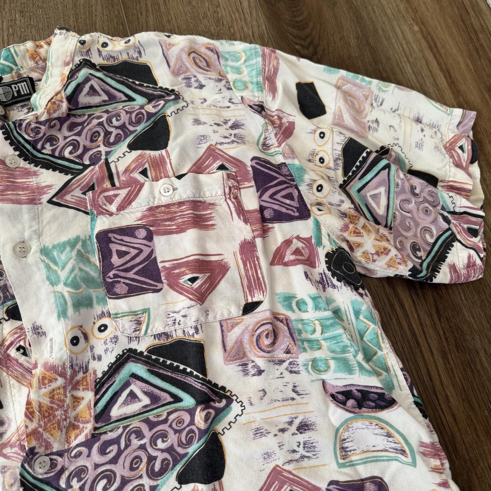 Other Vintage 90s Abstract Geometric Art Button Up Size US L / EU 52-54 / 3 - 2 Thumbnail
