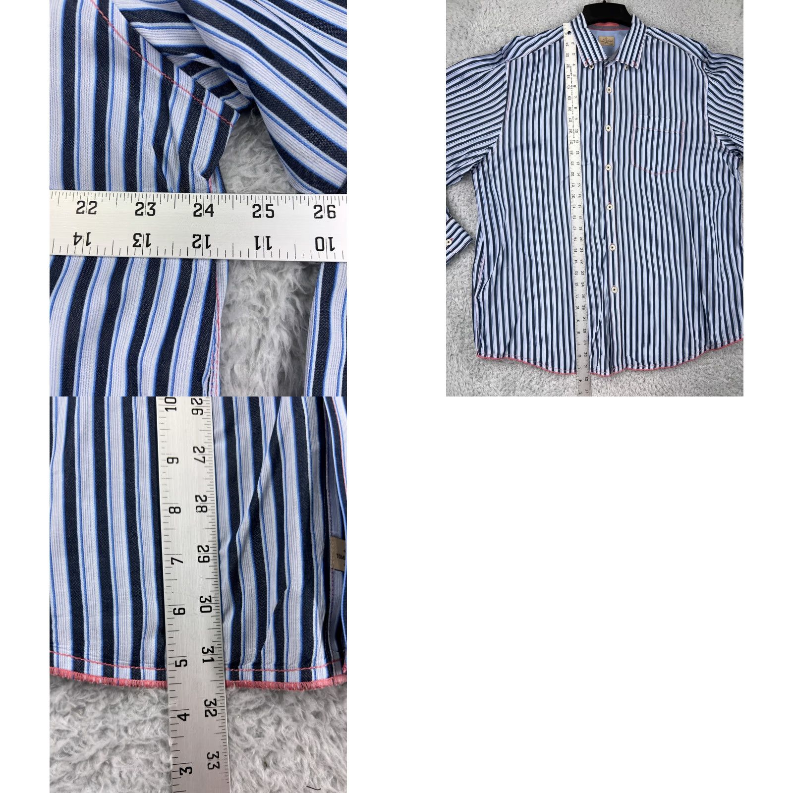 Tommy Bahama Tommy Bahama Shirt Mens XL Blue Striped 100% Cotton Button-Up Size US XL / EU 56 / 4 - 9 Thumbnail