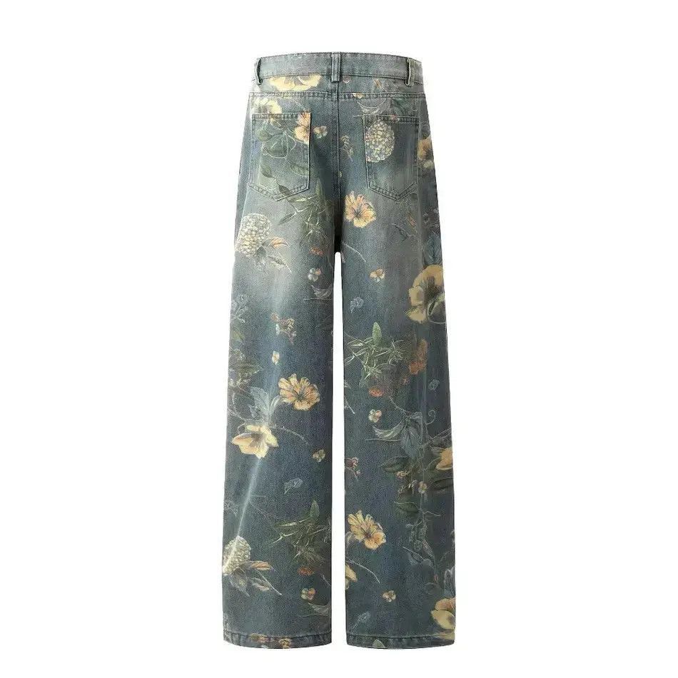 Japanese Brand Streetwear Flower Printed Loose Jeans Size US 32 / EU 48 - 5 Thumbnail