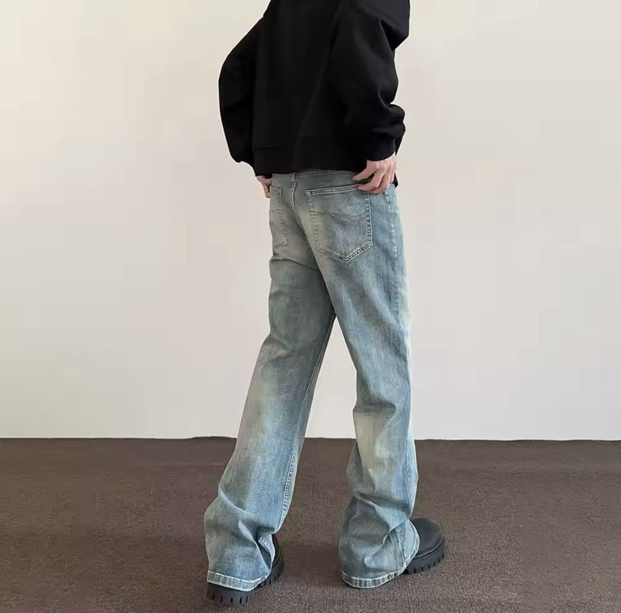 Japanese Brand × Vintage Loose Flared Streetwear Casual Distressed Denim Jeans Size US 31 - 5 Thumbnail