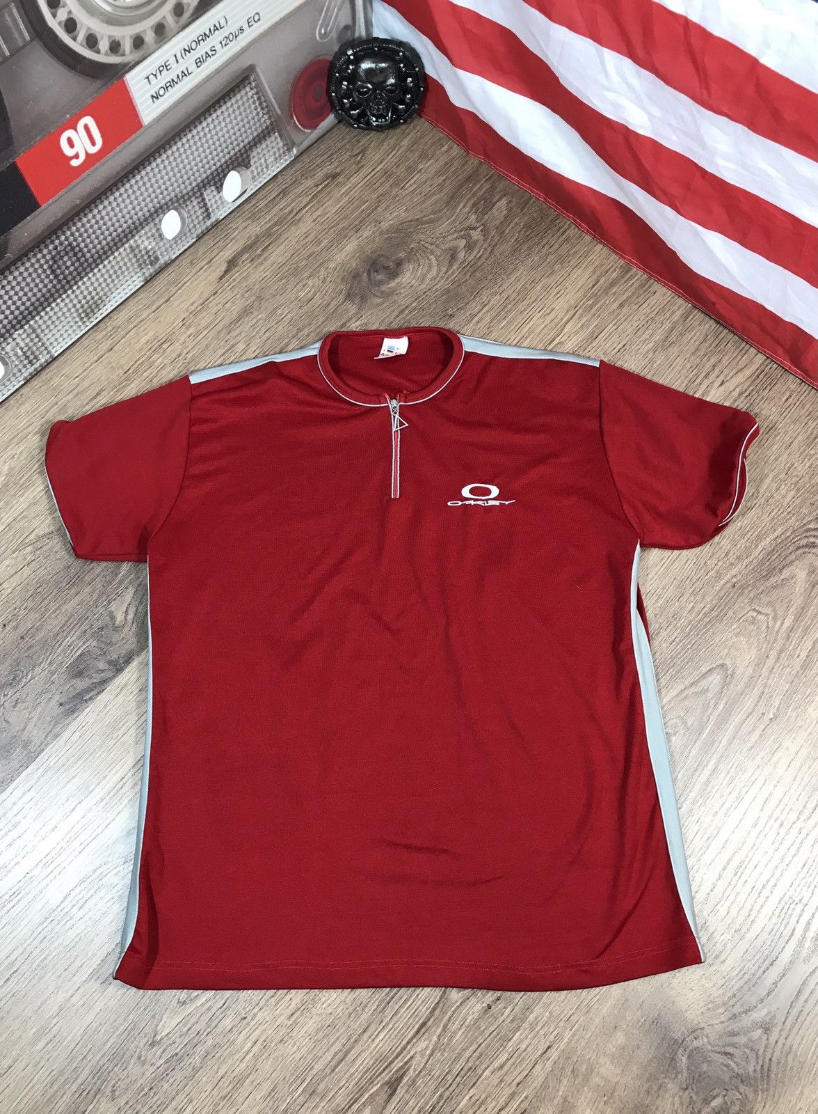 Oakley × Vintage Oakley Vintage 1/4 Zip T Shirt Size US XL / EU 56 / 4 - 1 Thumbnail