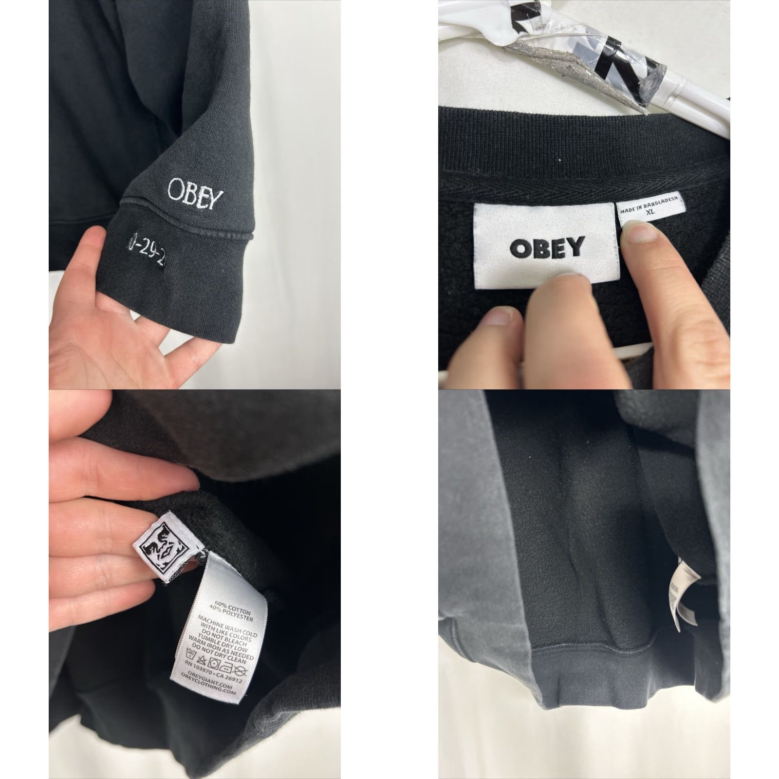 Obey OBEY All Night Long Pullover Crewneck Sweater Black XL Mens Size US XL / EU 56 / 4 - 8 Thumbnail