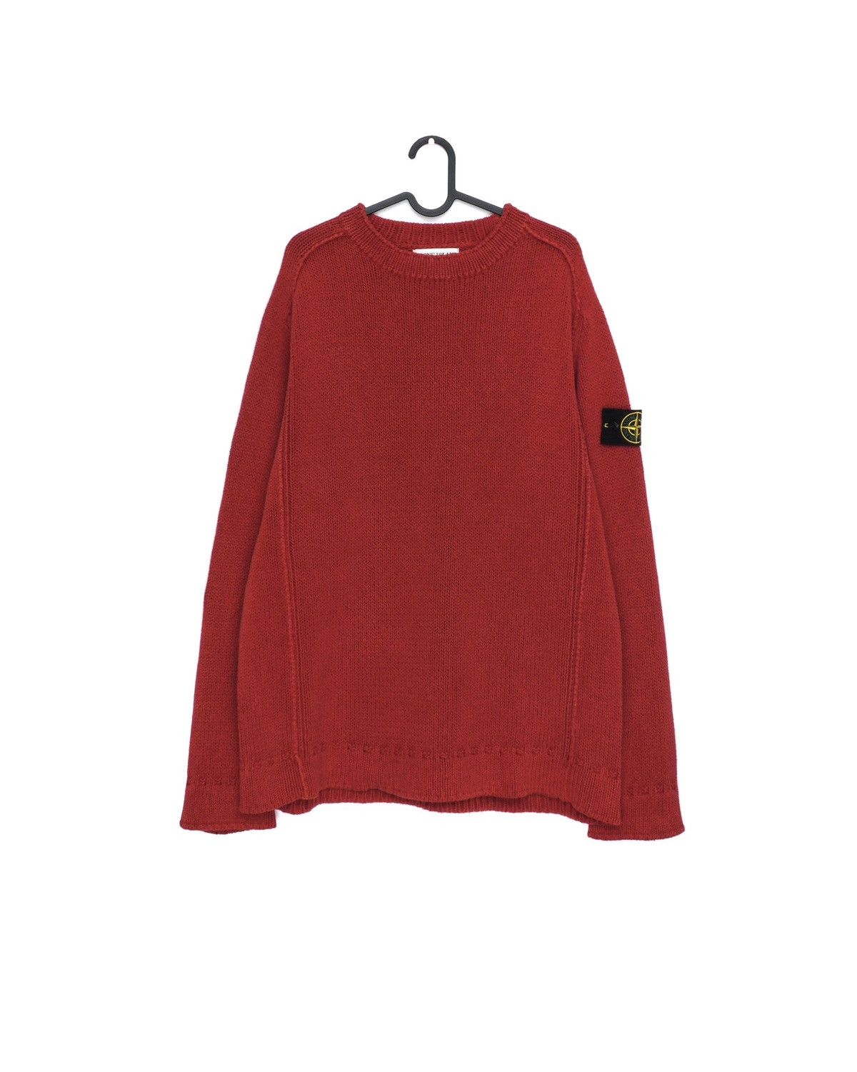 image of Vintage Stone Island Ss 2001 Red Knit Rib Crew Sweater, Men's (Size XL)