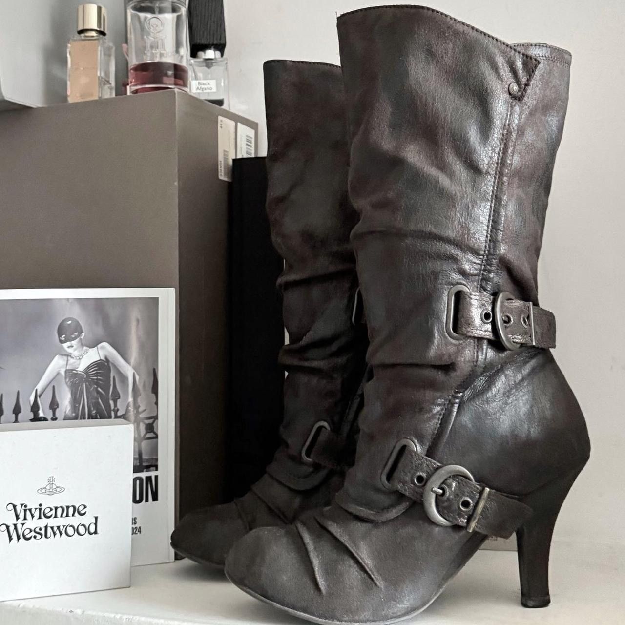 Vintage Avant- Garde style boots with many belts and draped Size US 8 / IT 38 - 4 Thumbnail