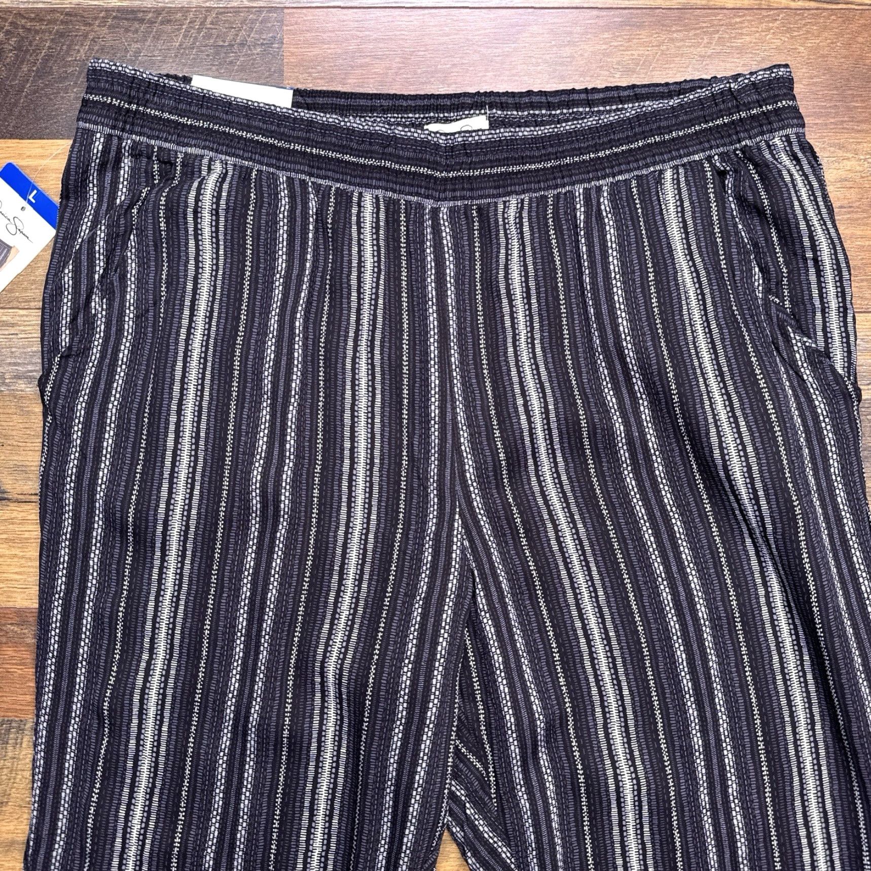 Jessica Simpson Jessica Simpson Cadie Pants Womens Large Black Striped High Rise New Size 36" / US 14 / IT 50 - 3 Thumbnail