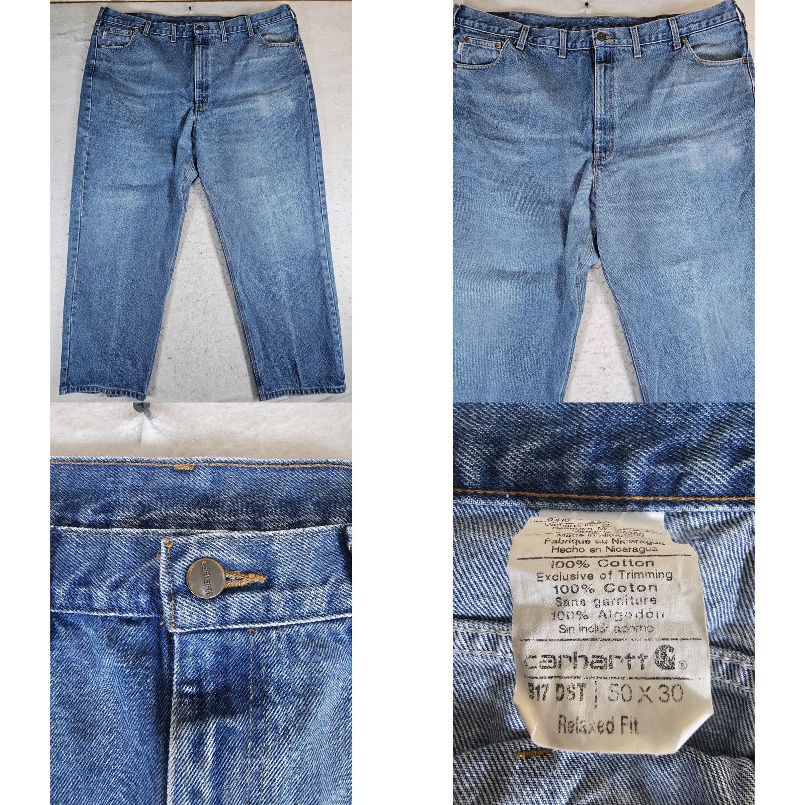 Carhartt VINTAGE Carhartt Jeans Blue Denim B17 DST Relaxed Fit Tapered Leg Workwear Mens Sz 50x30 Size US 34 / EU 50 - 8 Thumbnail