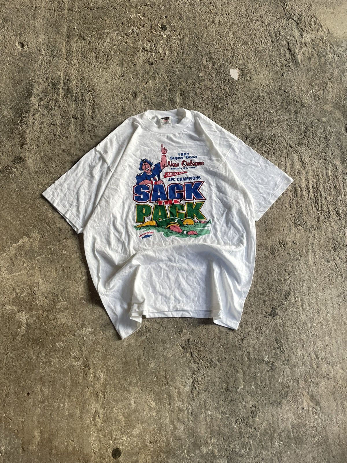 NFL 1997 NFL Super Bowl Patriots vs Packers single stitch tee Size US XL / EU 56 / 4 - 1 Thumbnail
