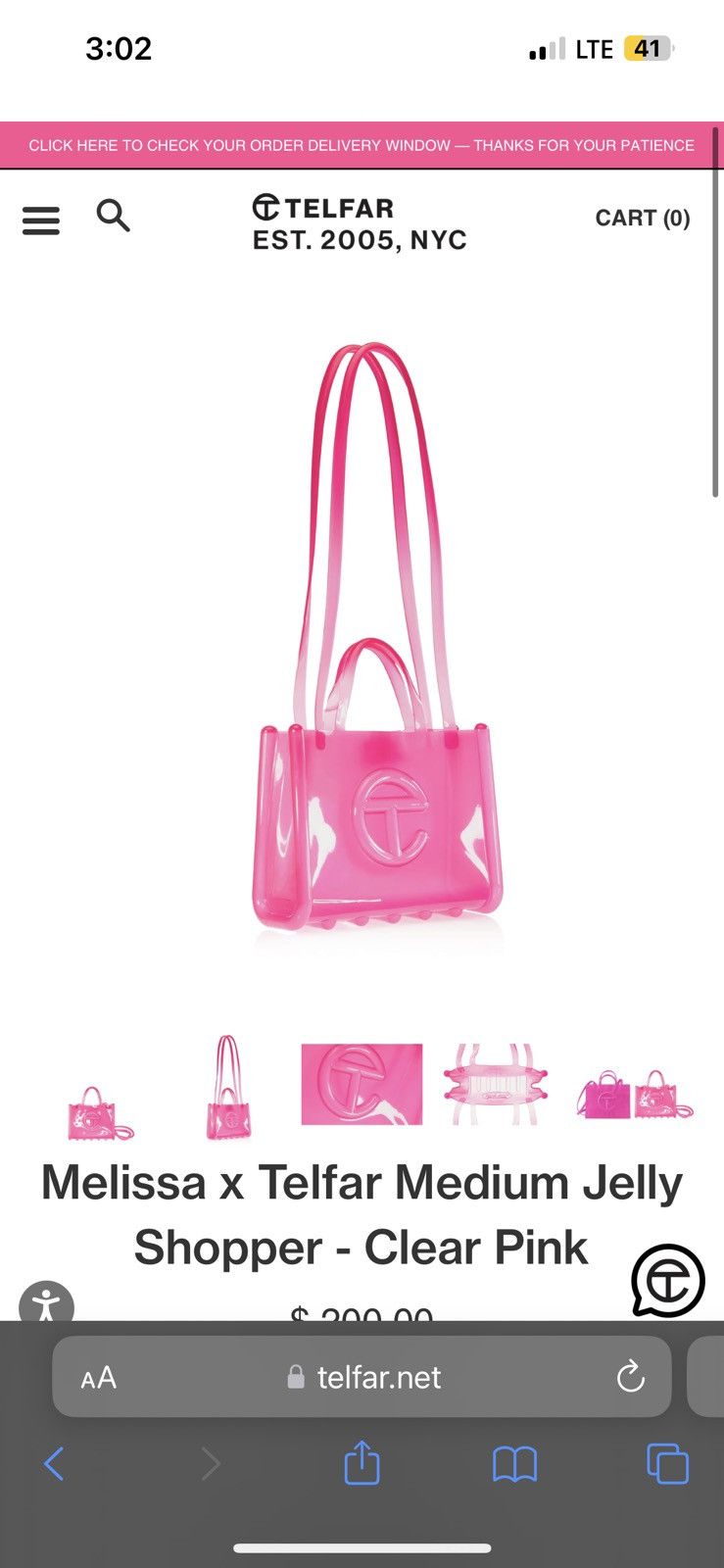 Telfar Melissa x Telfar Medium Jelly Shopper - Clear Pink | Grailed