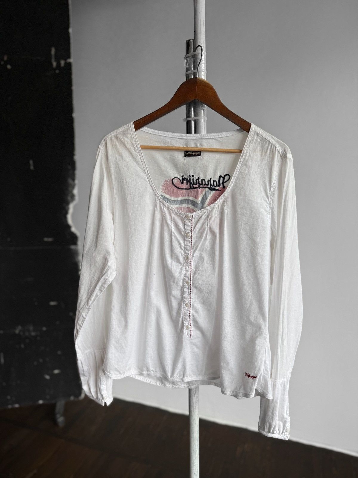 Napapijri Napapijri Womens White Long Sleeve Blouse Shirt Flag Print Size XL / US 12-14 / IT 48-50 - 1 Thumbnail