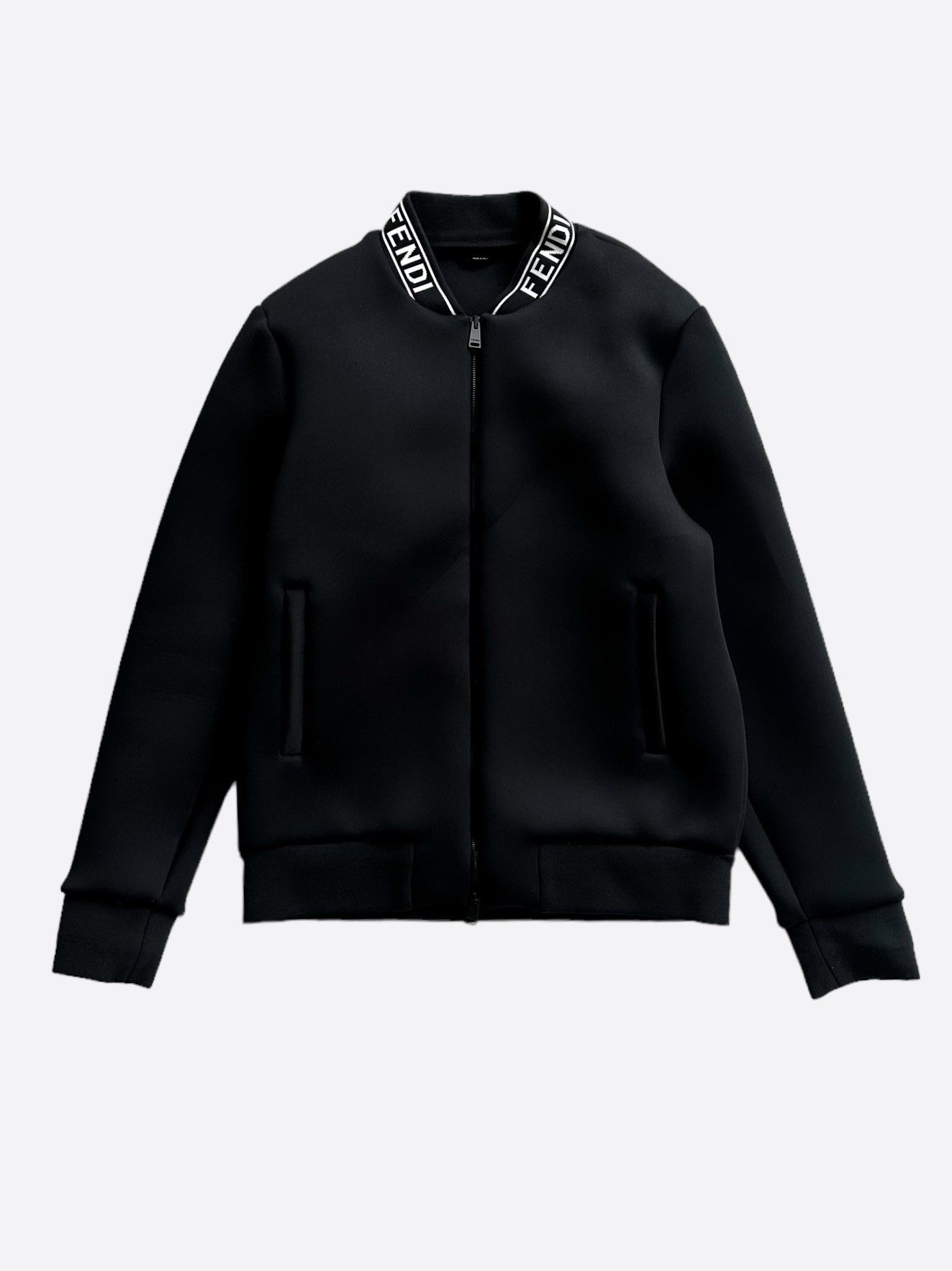 Fendi Fendi Black White Collar Logo Bomber Jacket Grailed