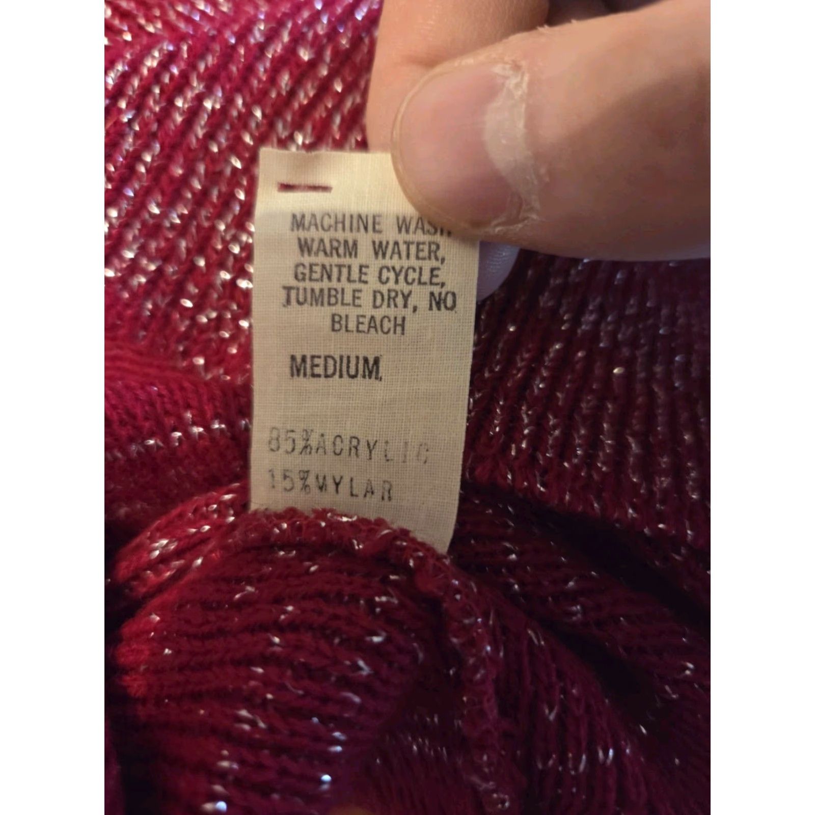 Vintage VINTAGE Adriana Red Metallic Turtleneck Acrylic Sweater Womens M 1970s Red Womens M Size M / US 6-8 / IT 42-44 - 8 Thumbnail