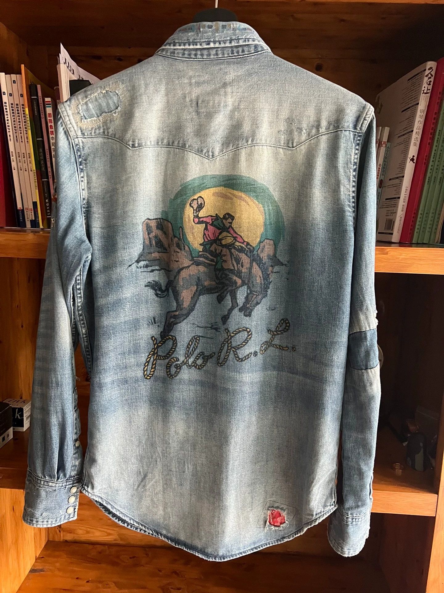 Polo Ralph Lauren Polo RL Distressed Bandana Patch Indian Western Denim S Size US S / EU 44-46 / 1 - 3 Thumbnail