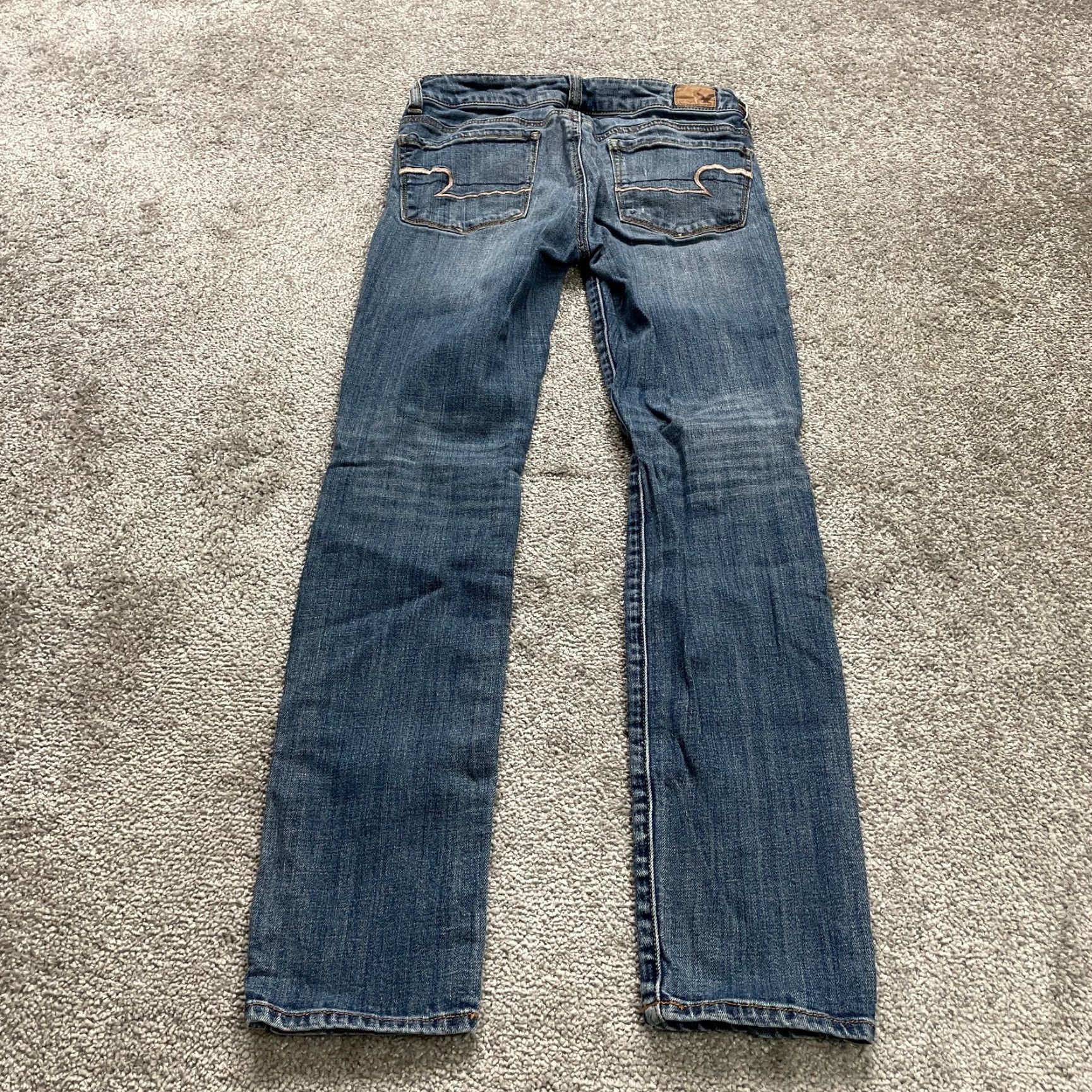 American Eagle Outfitters VINTAGE American Eagle Skinny Jeans Women 28x28 Blue Distressed Mid Rise Cotton Blend 2010s Fashion Size 26" / US 2 / IT 38 - 2 Thumbnail